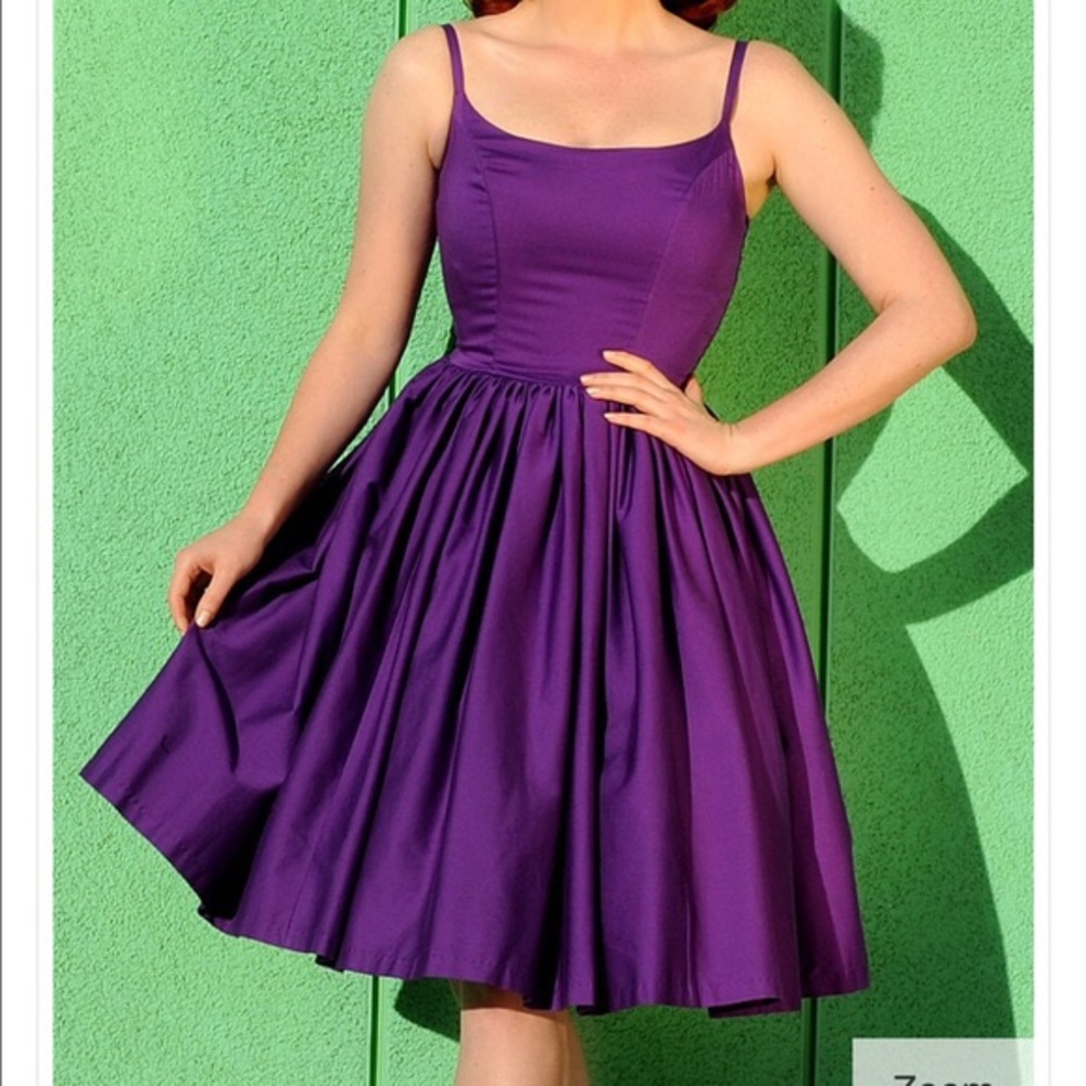 Pinup girl clothing dark purple Jenny dress SMALL